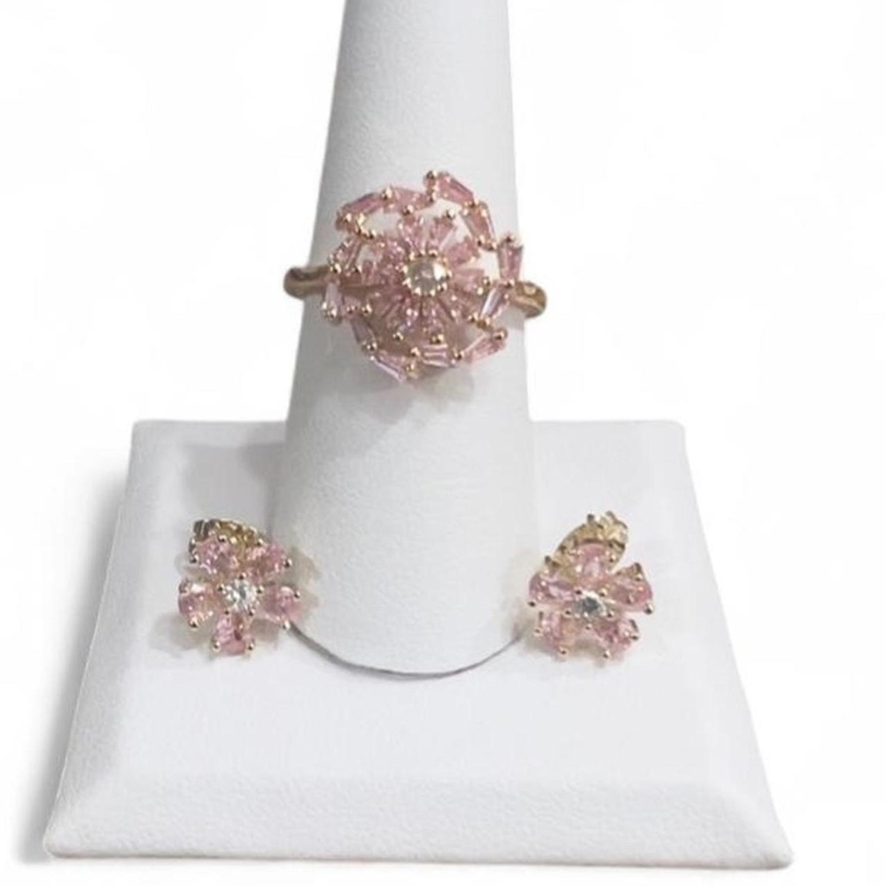 18K Rose Gold Plated Flower Ring & Earrings Set - Spring | Easter | Mother’s Day